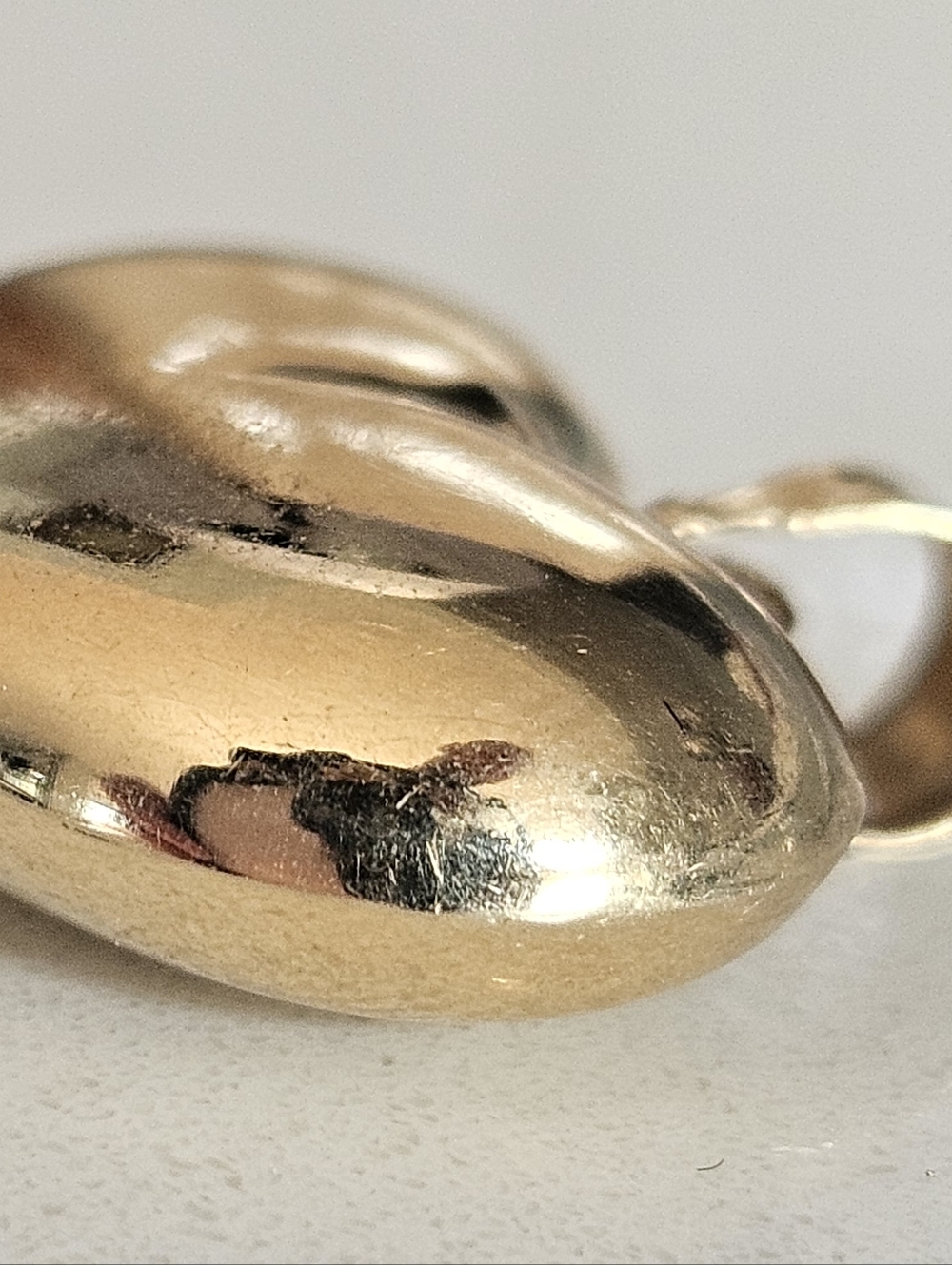 Solid 14k Yellow Gold Puffy Heart Pendant Necklace Charm - Picture 4 of 5